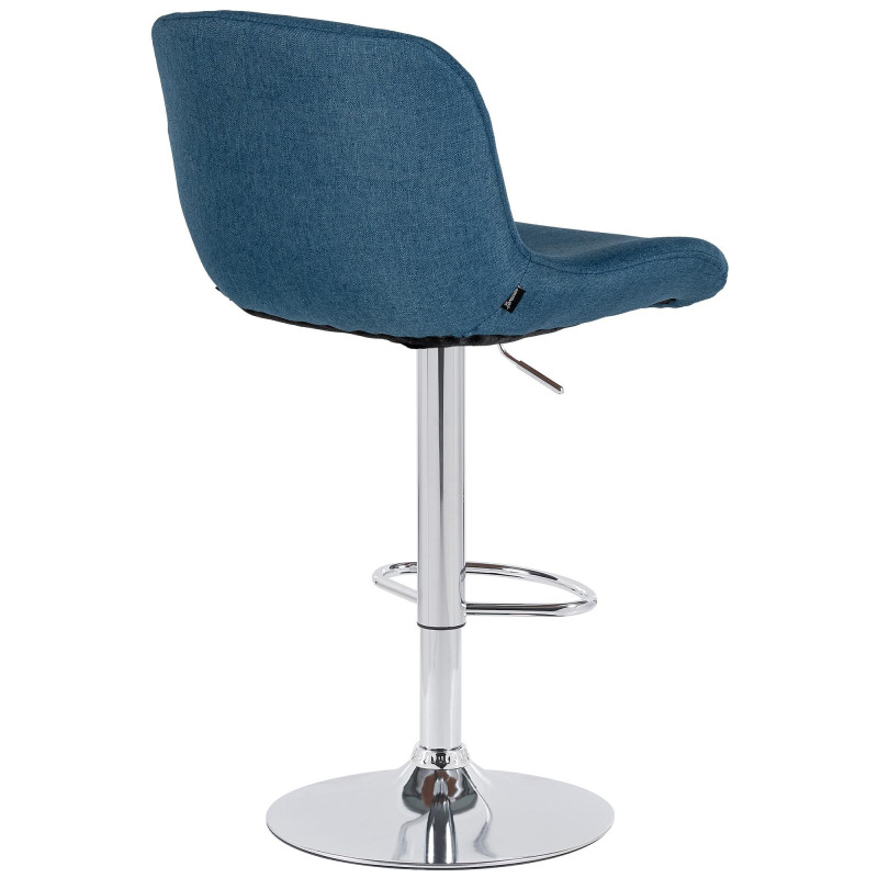Tabouret de bar moderne Tissu Bleu Métal Argenté Chromé Yielo 
