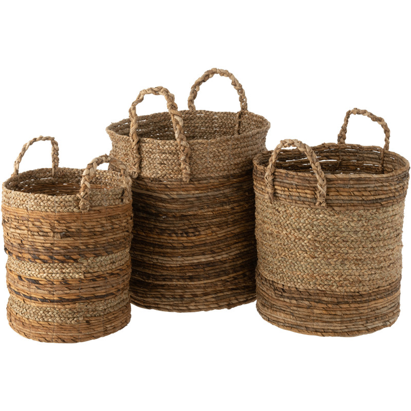 Panier déco Mamy en Feuille de bananier Naturel et Herbe (Lot de 3) - 1