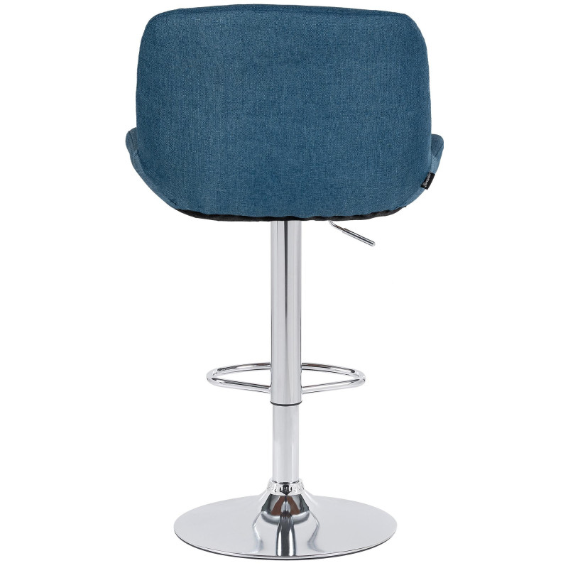Tabouret de bar moderne Tissu Bleu Métal Argenté Chromé Yielo 