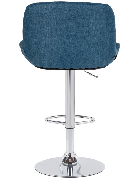 Tabouret de bar moderne Tissu Bleu Métal Argenté Chromé Yielo 