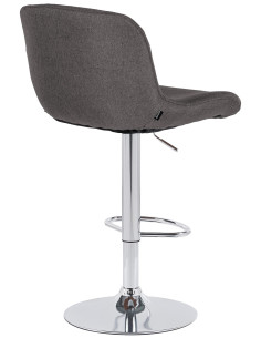 Tabouret de bar moderne Tissu Gris foncé Métal Argenté Chromé Yielo 