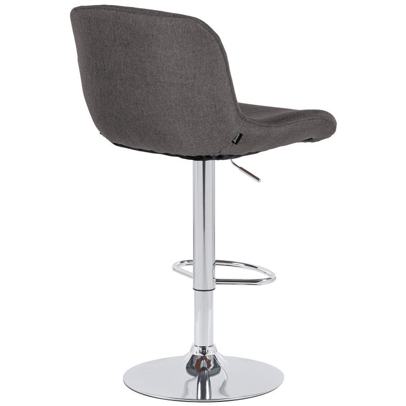 Tabouret de bar moderne Tissu Gris foncé Métal Argenté Chromé Yielo 