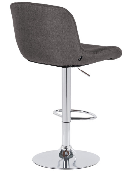 Tabouret de bar moderne Tissu Gris foncé Métal Argenté Chromé Yielo 
