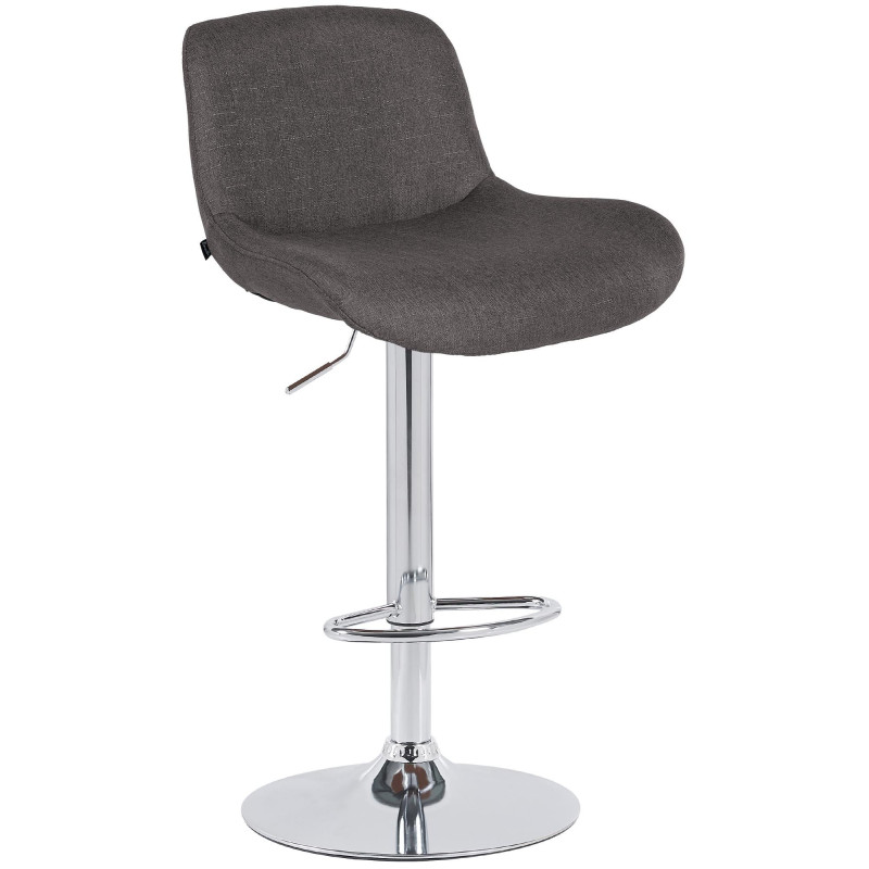 Tabouret de bar moderne Tissu Gris foncé Métal Argenté Chromé Yielo 