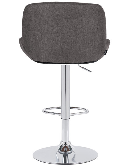 Tabouret de bar moderne Tissu Gris foncé Métal Argenté Chromé Yielo 