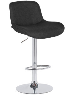 Tabouret de bar moderne Tissu Noir Métal Argenté Chromé Yielo 