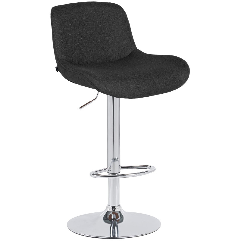 Tabouret de bar moderne Tissu Noir Métal Argenté Chromé Yielo 