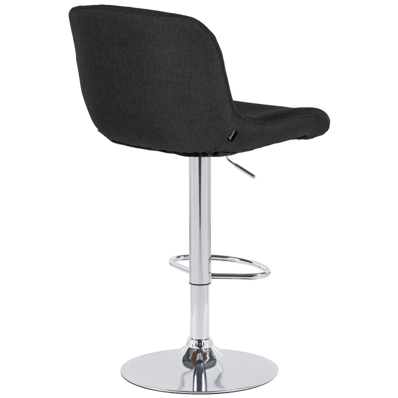 Tabouret de bar moderne Tissu Noir Métal Argenté Chromé Yielo 