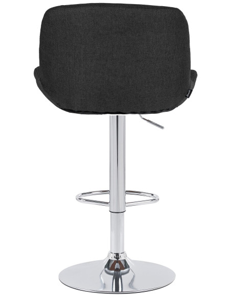 Tabouret de bar moderne Tissu Noir Métal Argenté Chromé Yielo 