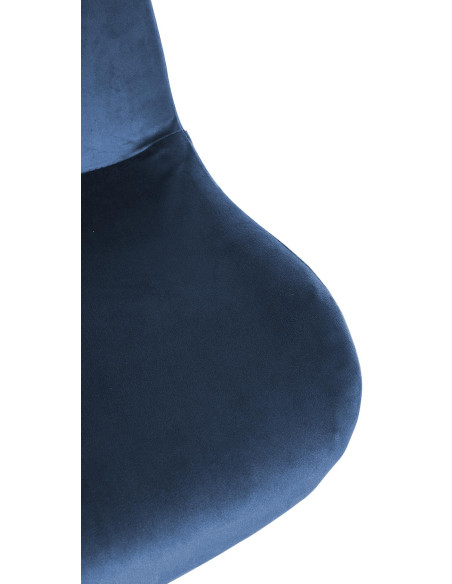 Tabouret de bar moderne Velours Bleu Métal Argenté Chromé Yielo 