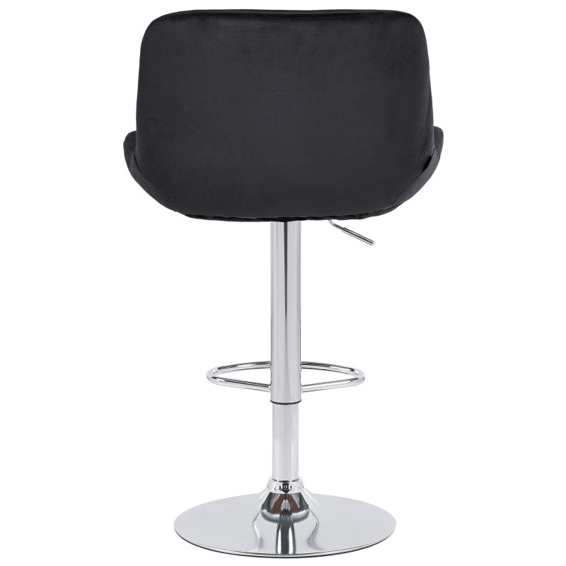 Tabouret de bar moderne Velours Noir Métal Argenté Chromé Yielo 