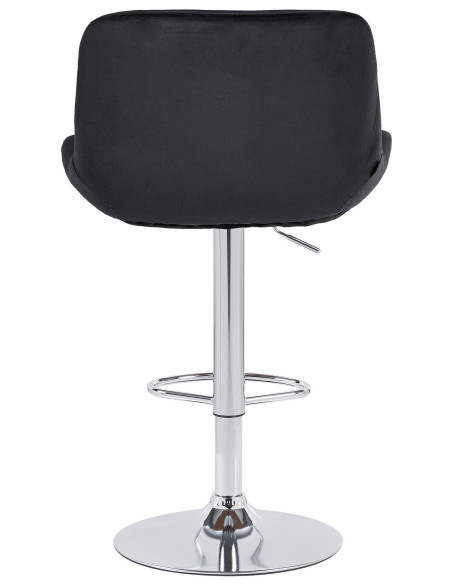 Tabouret de bar moderne Velours Noir Métal Argenté Chromé Yielo 