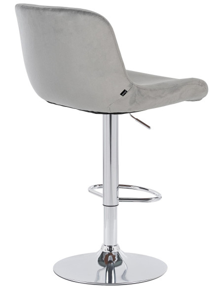Tabouret de bar moderne Velours Gris Métal Argenté Chromé Yielo 