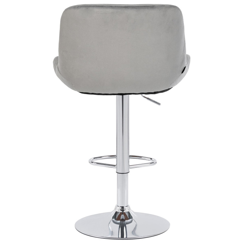 Tabouret de bar moderne Velours Gris Métal Argenté Chromé Yielo 