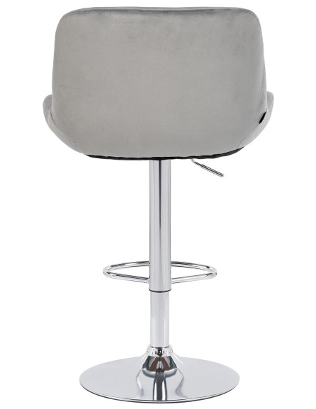 Tabouret de bar moderne Velours Gris Métal Argenté Chromé Yielo 