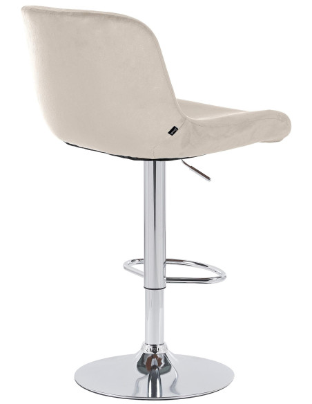 Tabouret de bar moderne Velours Blanc crème Métal Argenté Chromé Yielo 