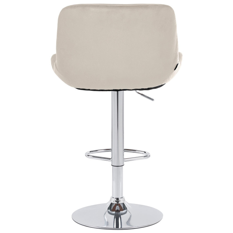 Tabouret de bar moderne Velours Blanc crème Métal Argenté Chromé Yielo 