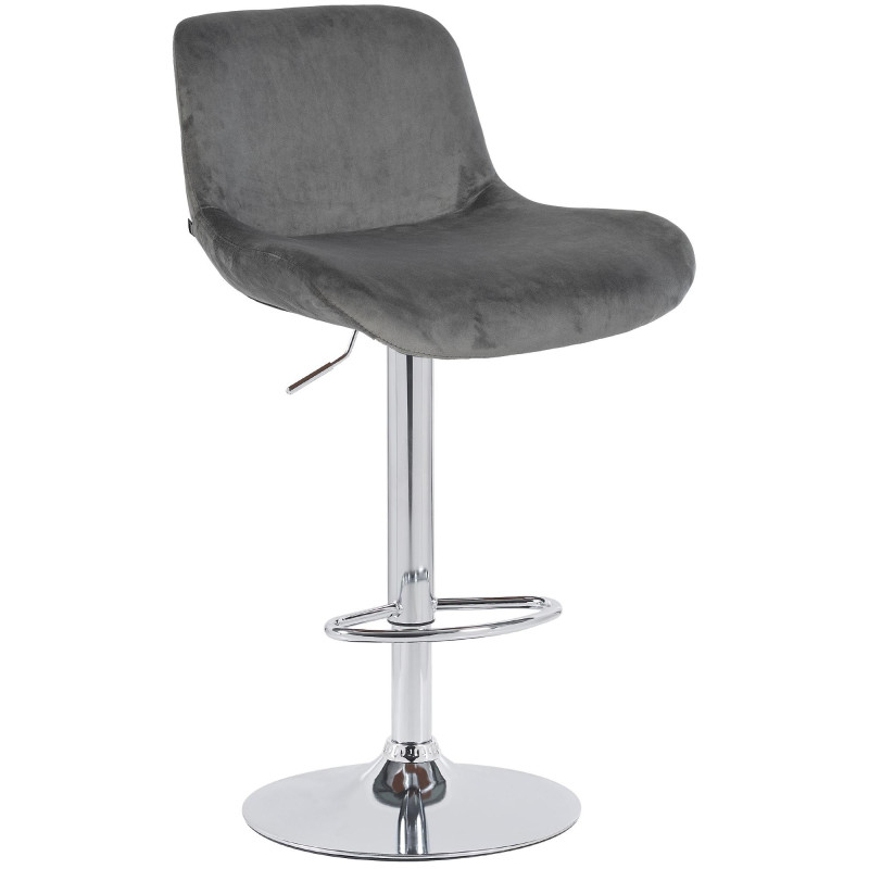 Tabouret de bar moderne Velours Gris foncé Métal Argenté Chromé Yielo 