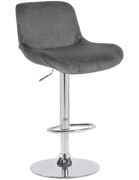 Tabouret de bar moderne Velours Gris foncé Métal Argenté Chromé Yielo 