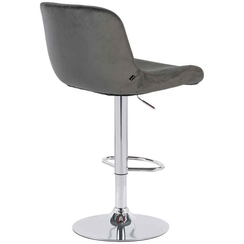 Tabouret de bar moderne Velours Gris foncé Métal Argenté Chromé Yielo 