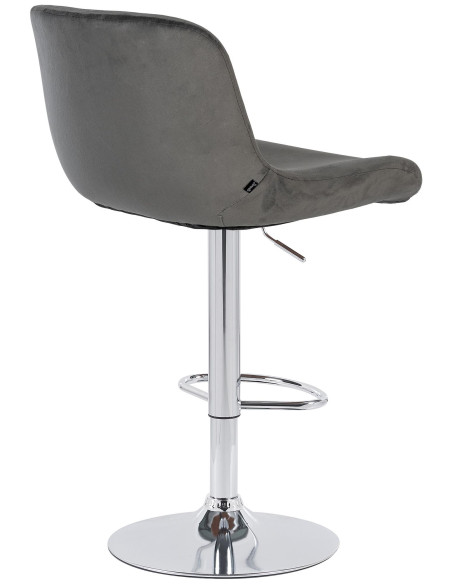 Tabouret de bar moderne Velours Gris foncé Métal Argenté Chromé Yielo 