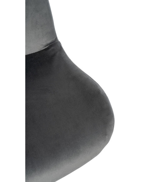 Tabouret de bar moderne Velours Gris foncé Métal Argenté Chromé Yielo 