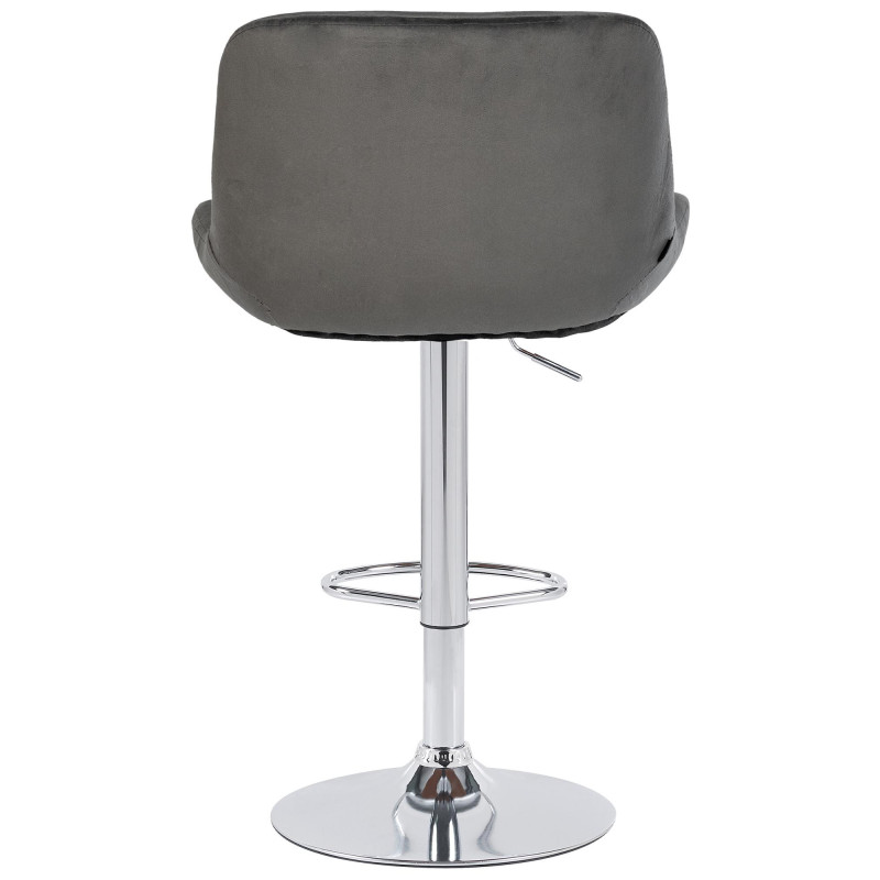 Tabouret de bar moderne Velours Gris foncé Métal Argenté Chromé Yielo 