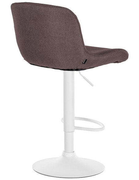 Tabouret de bar moderne Tissu Marron foncé Métal Blanc Mat Yielo - 2
