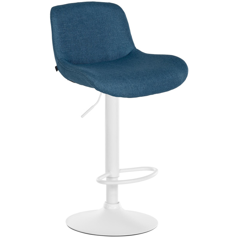 Tabouret de bar moderne Tissu Bleu Métal Blanc Mat Yielo - 1