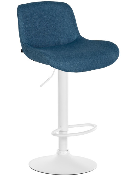 Tabouret de bar moderne Tissu Bleu Métal Blanc Mat Yielo - 1