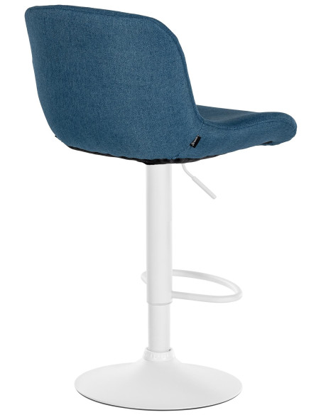 Tabouret de bar moderne Tissu Bleu Métal Blanc Mat Yielo - 2
