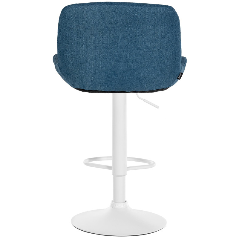 Tabouret de bar moderne Tissu Bleu Métal Blanc Mat Yielo - 4