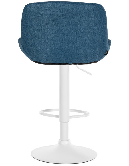 Tabouret de bar moderne Tissu Bleu Métal Blanc Mat Yielo - 4