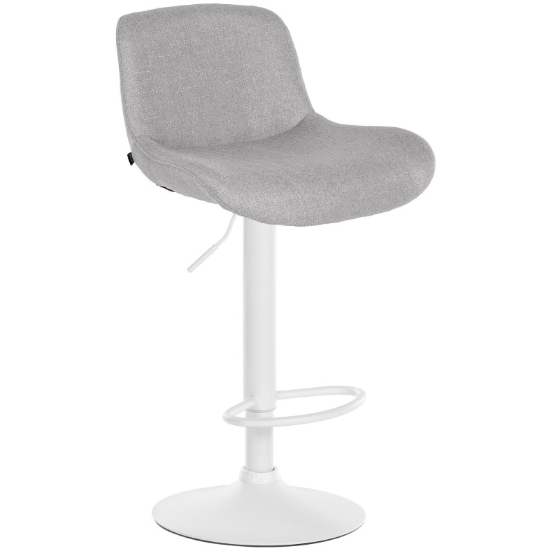 Tabouret de bar moderne Tissu Gris clair Métal Blanc Mat Yielo - 1
