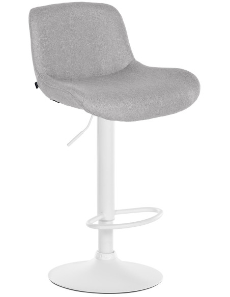 Tabouret de bar moderne Tissu Gris clair Métal Blanc Mat Yielo - 1