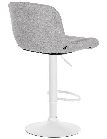Tabouret de bar moderne Tissu Gris clair Métal Blanc Mat Yielo - 2