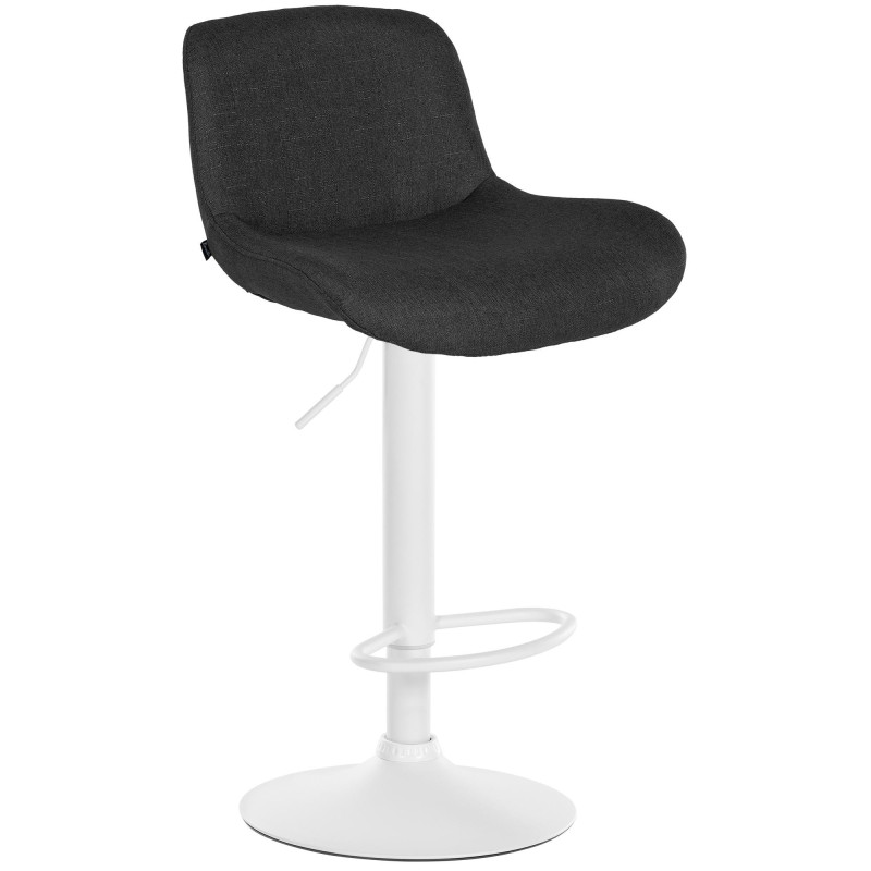 Tabouret de bar moderne Tissu Noir Métal Blanc Mat Yielo - 1