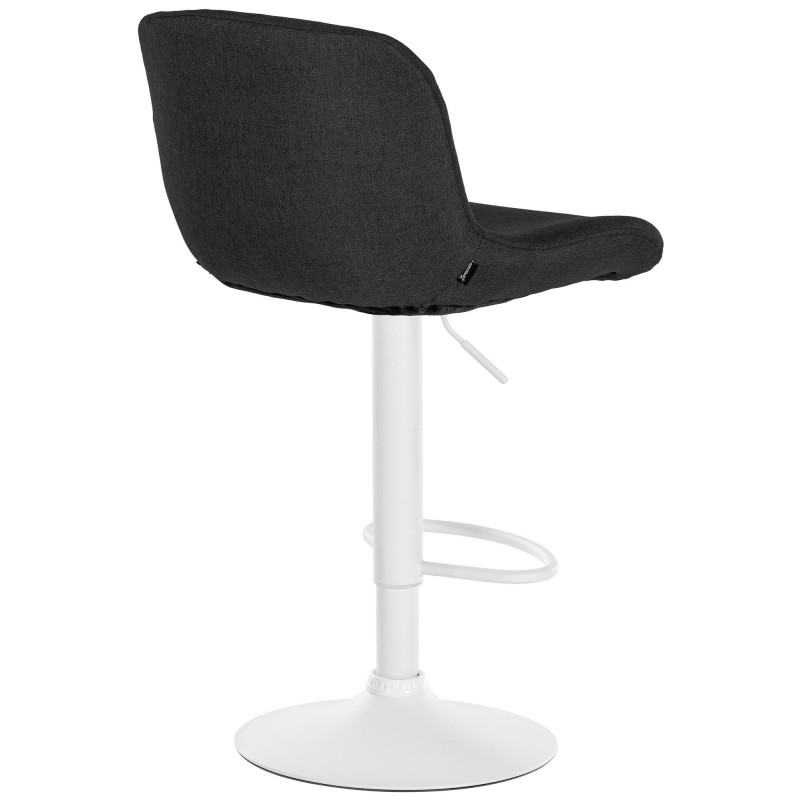 Tabouret de bar moderne Tissu Noir Métal Blanc Mat Yielo - 2