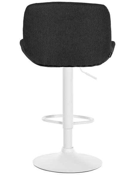 Tabouret de bar moderne Tissu Noir Métal Blanc Mat Yielo - 4