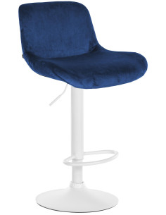 Tabouret de bar moderne Velours Bleu Métal Blanc Mat Yielo - 1