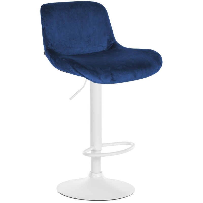 Tabouret de bar moderne Velours Bleu Métal Blanc Mat Yielo - 1