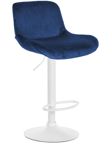 Tabouret de bar moderne Velours Bleu Métal Blanc Mat Yielo - 1