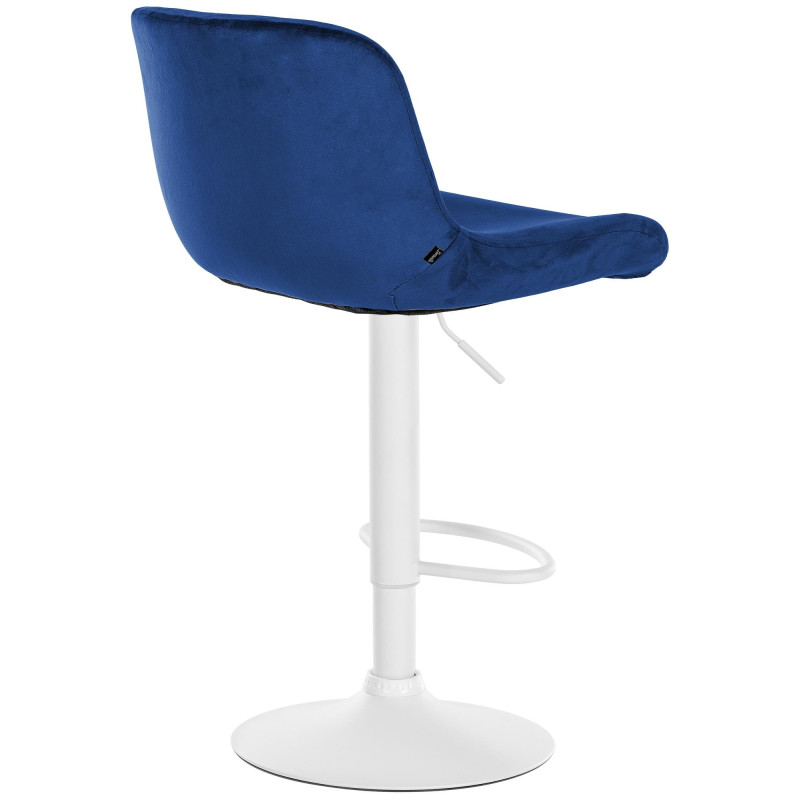 Tabouret de bar moderne Velours Bleu Métal Blanc Mat Yielo - 2