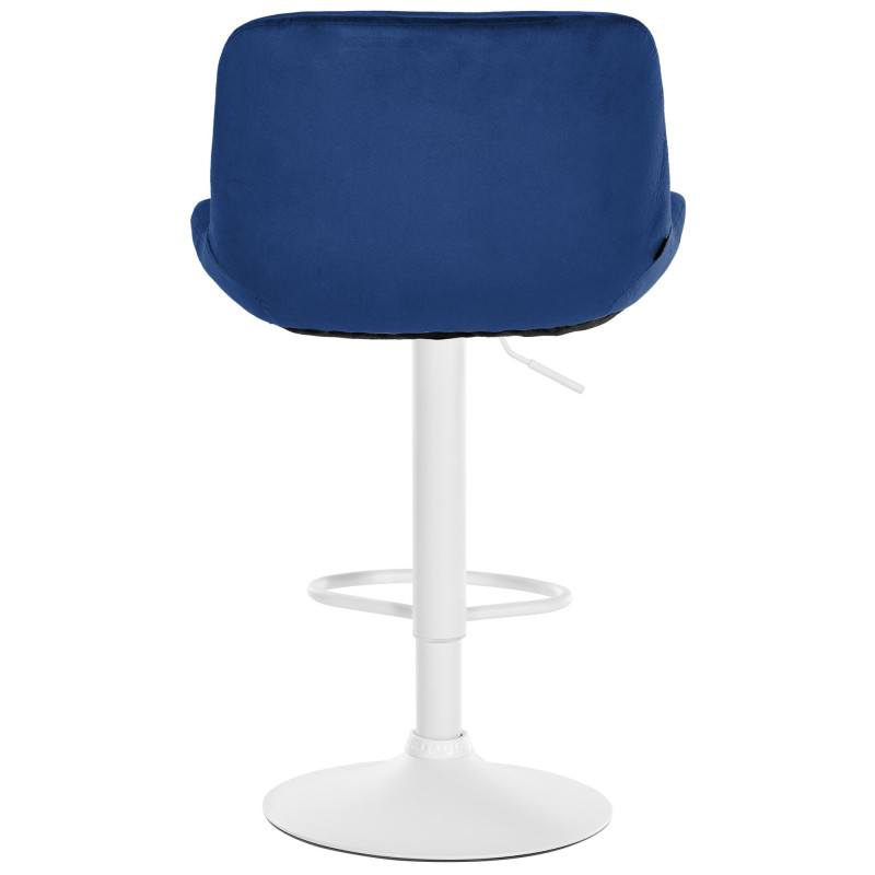 Tabouret de bar moderne Velours Bleu Métal Blanc Mat Yielo - 4
