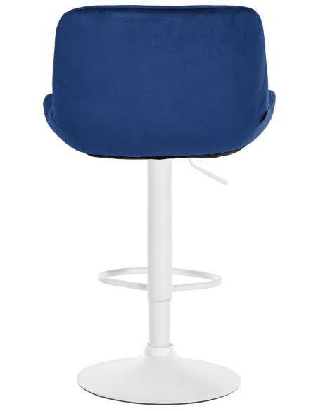 Tabouret de bar moderne Velours Bleu Métal Blanc Mat Yielo - 4