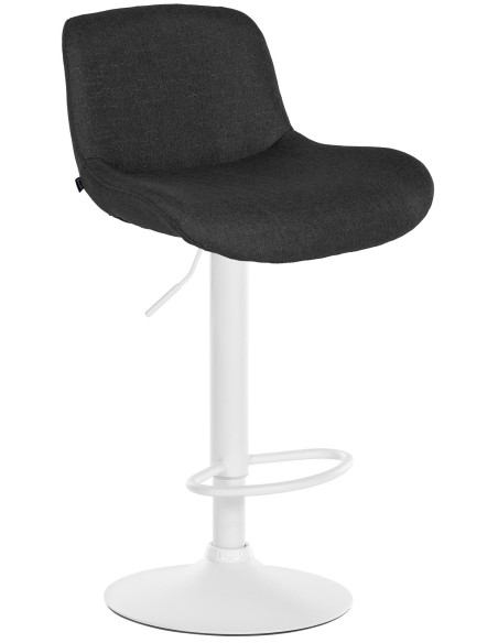 Tabouret de bar moderne Velours Noir Métal Blanc Mat Yielo - 1