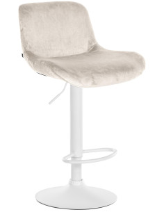 Tabouret de bar moderne Velours Blanc crème Métal Blanc Mat Yielo - 1
