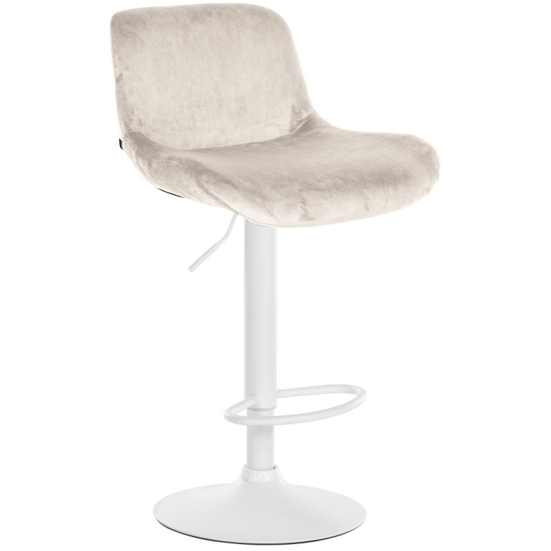 Tabouret de bar moderne Velours Blanc crème Métal Blanc Mat Yielo - 1