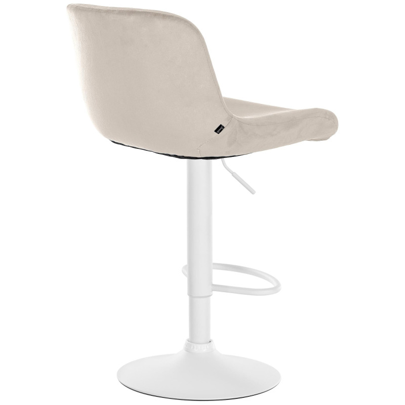 Tabouret de bar moderne Velours Blanc crème Métal Blanc Mat Yielo - 2