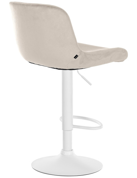 Tabouret de bar moderne Velours Blanc crème Métal Blanc Mat Yielo - 2